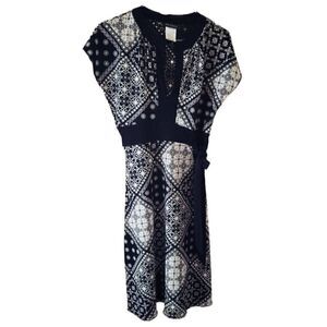 A-List Black & White Patterned Short Sleeve Dress